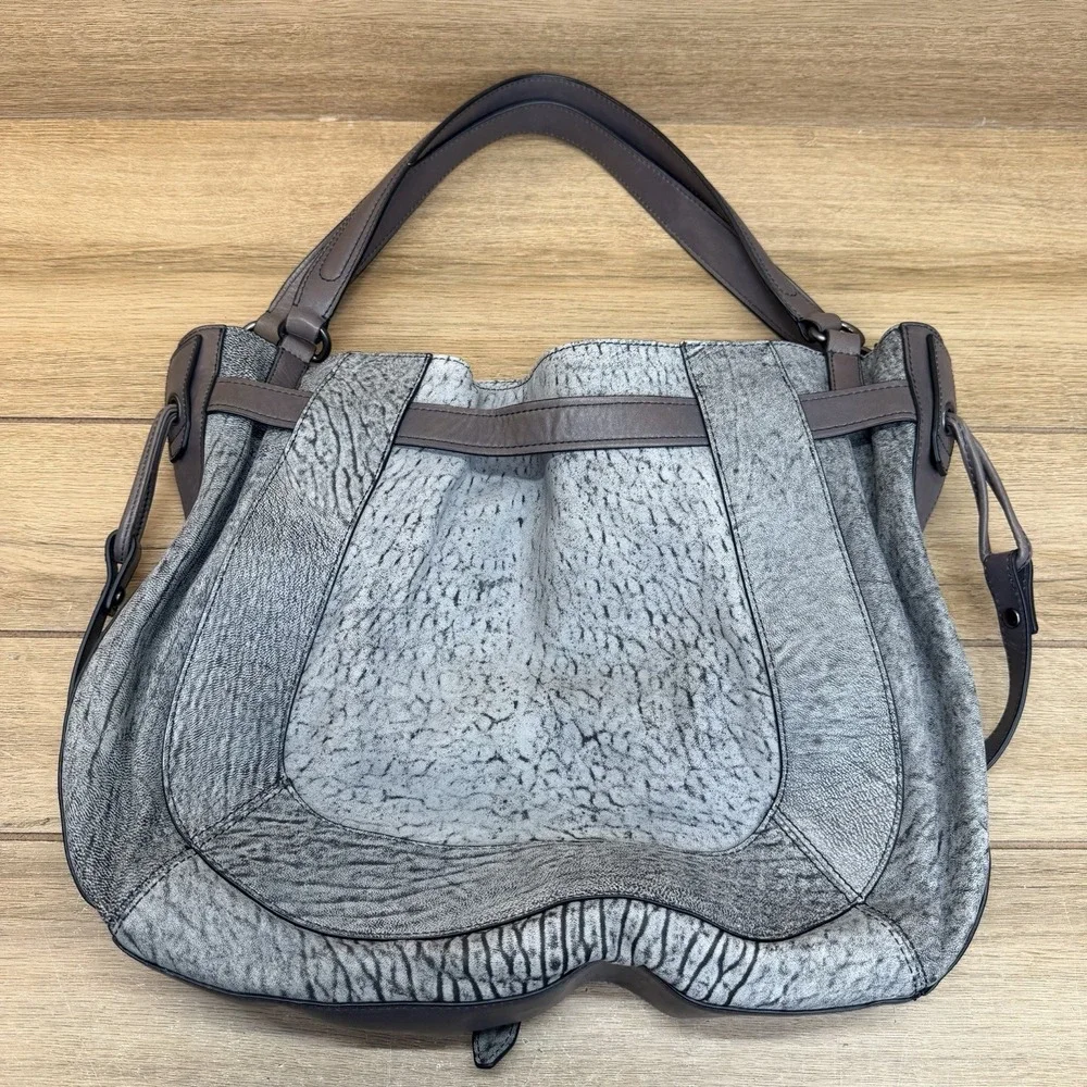 Kooba Gray Slouchy Leather Hobo Shoulder Bag Large Purse Y2K Boho Tote NWT